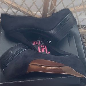 Black and leather heels